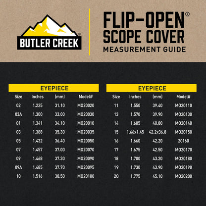 Butler Creek Flip-Open Eyepiece Scope Cover, Size 03 (1.388-Inch, 35.3mm), Black, (MO20035)