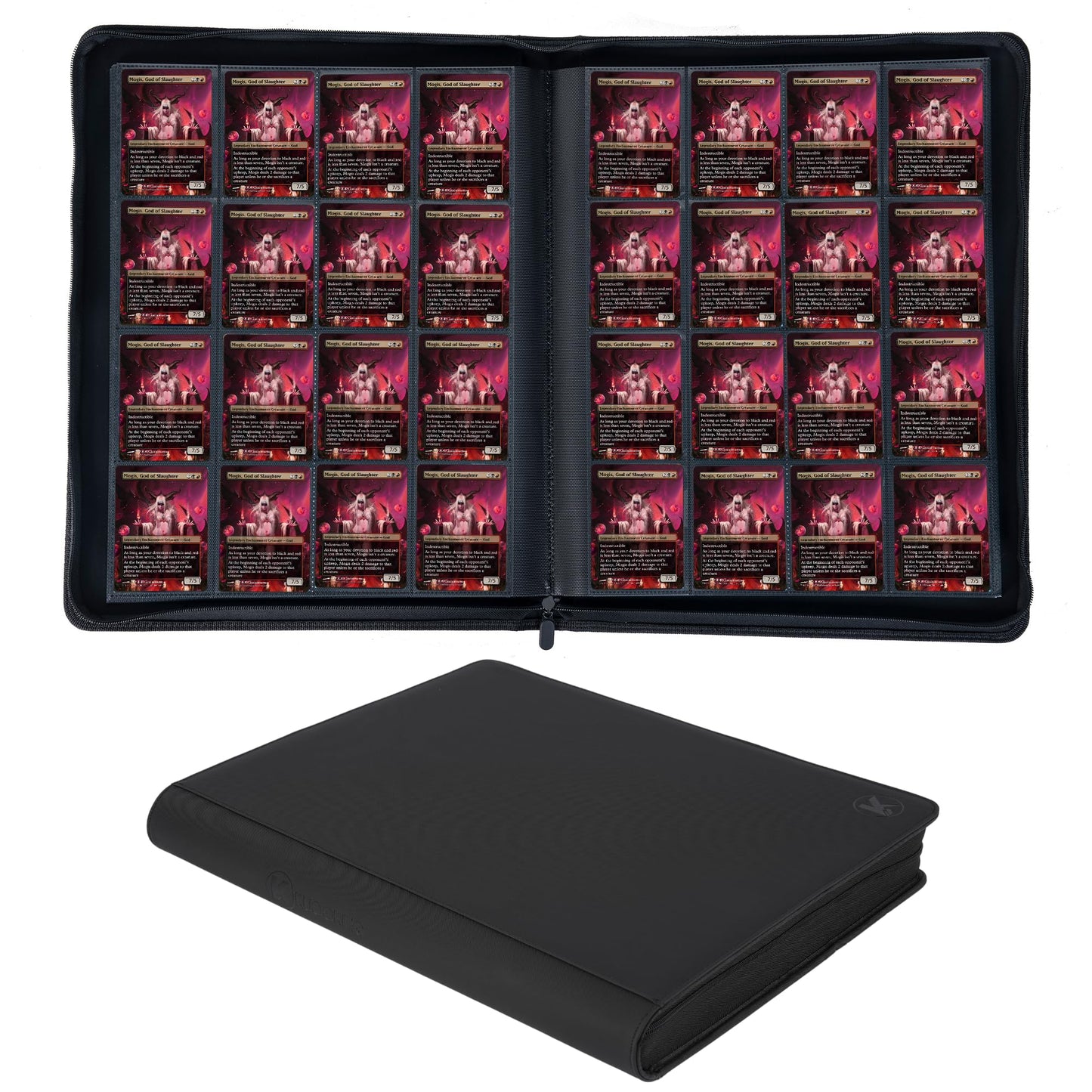 KUOOKING 1408+ Pockets Trading Card Binder, 16-Pocket Card Ablum Compatible with MTG,Sports Cards & Other Standard Size Trading Card (Black)