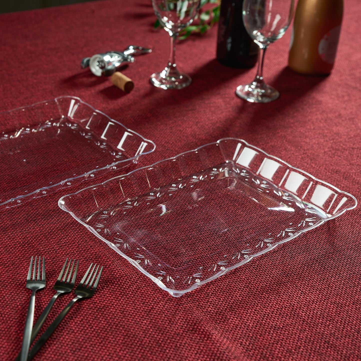 Plasticpro Plastic Serving Trays - Serving Platters Rectangle 9X13 Disposable Party Dish Includes 4 Trays