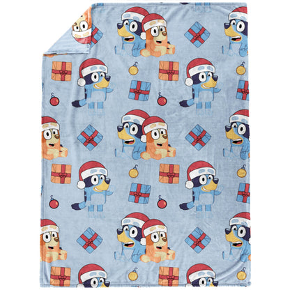 Jay Franco Kids Christmas Plush Throw Blanket – 50x70 Inches Soft & Cozy Fleece Throw for Holiday Bedroom & Couch Décor, Official Licensed Product, Blue - Bluey