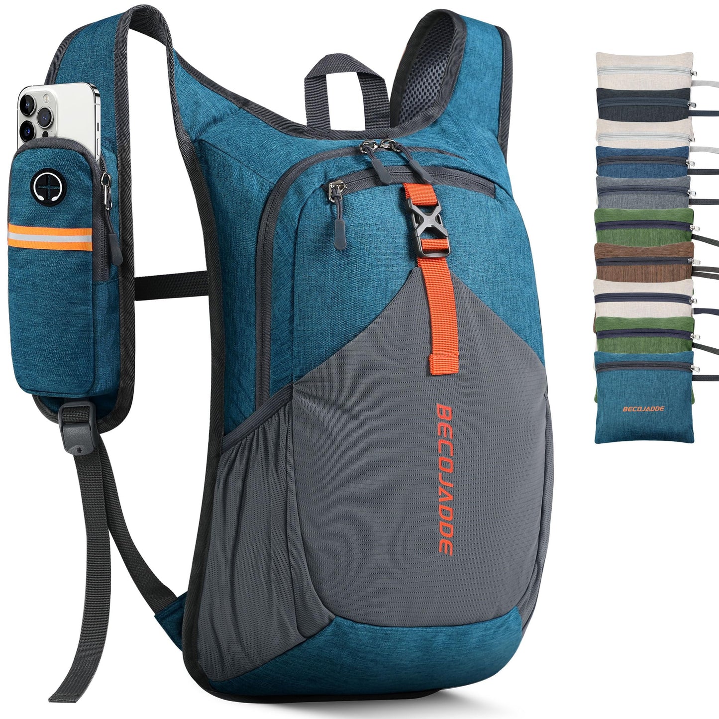 BECOJADDE 15L Small Hiking Backpack for Men Women Foldable Packable Back Pack Ultralight Hiking Daypack for Travel Camping Outdoor, Turquoise