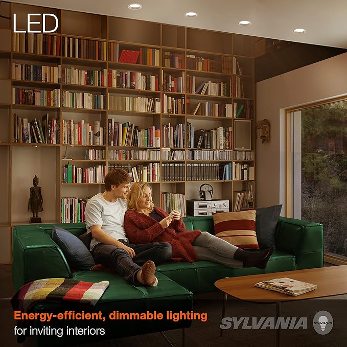 LEDVANCE Sylvania ECO LED BR30 Light Bulb, 65W = 9W, Dimmable, Frosted Finish, 650 Lumens, 3000K, Neutral White - 4 Pack (41101)