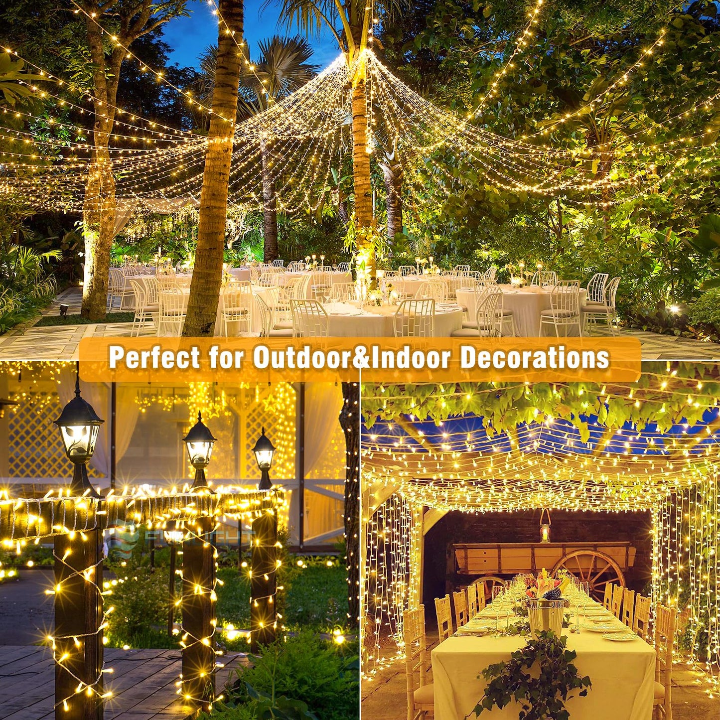 100ft 300 LED String Lights Indoor Connectable Warm White Christmas Lights Outdoor Waterproof, Twinkle Fairy Lights Plug in Clear Wire for Outside Wedding Bedroom Garden Tree Decorations