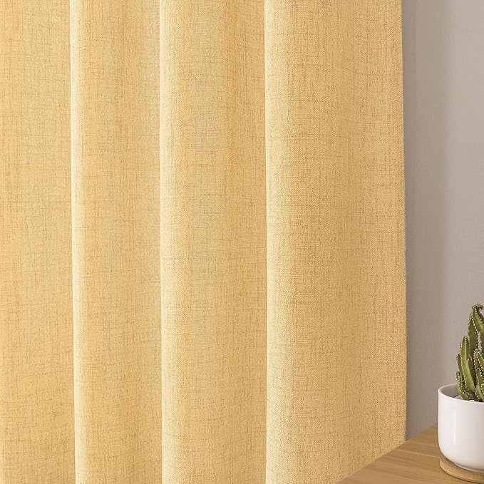 Tollpiz Linen Tier Curtains Rod Pocket Semi Sheer Short Kitchen Curtain Half Burlap Light Filtering Thick Linen Drape for Bathroom, 30 x 30 inches Long, Beige, Set of 2 Panels