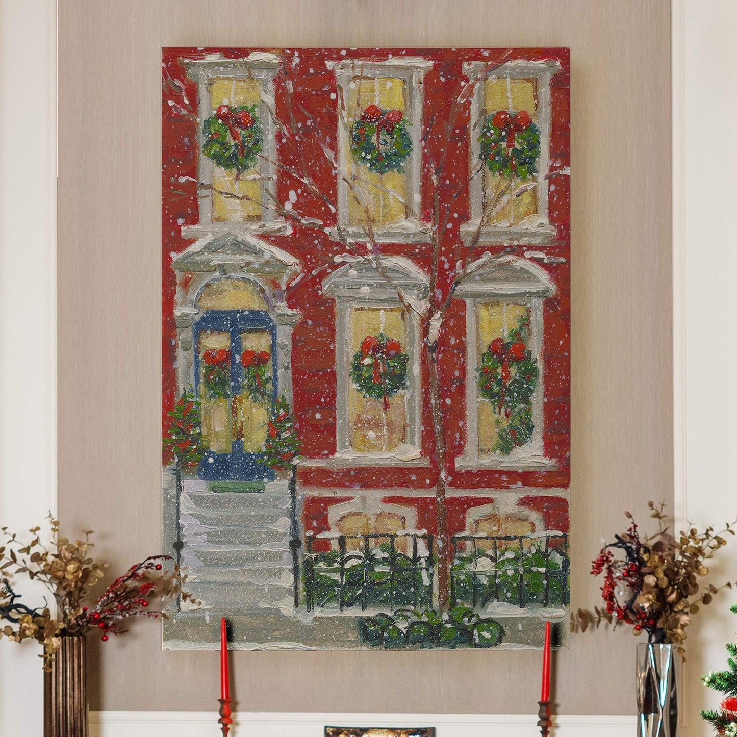 Renditions Gallery Abstract Christmas Decorations for Wall Dressed for the Holidays Christmas Canvas Art Wall Paintings for Bedroom Dining Living Room Office Home Kitchen Wall Decor - 32"X48" LT18