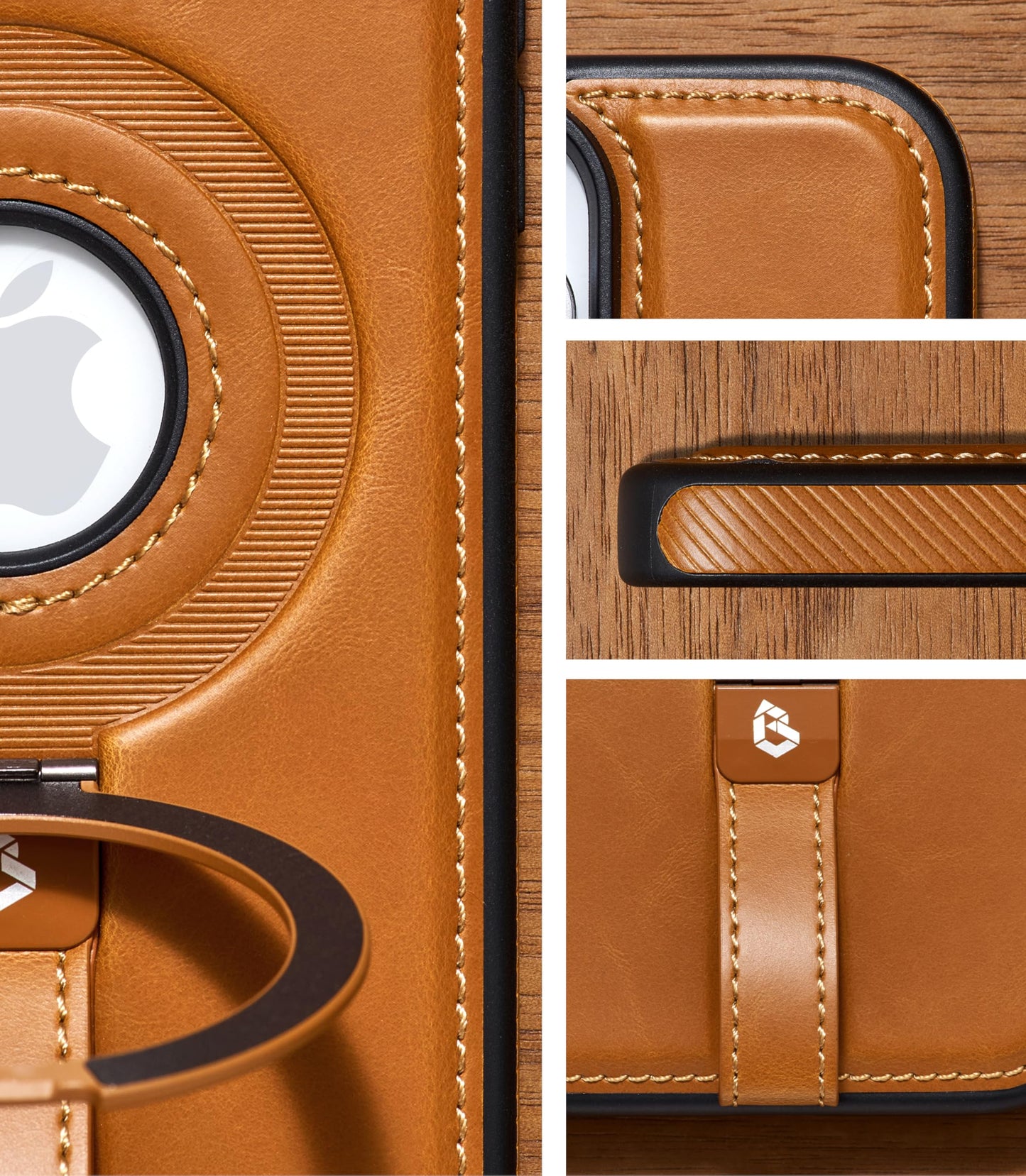 Butaiga for iPhone 16 Pro Max Leather Case with Stand, Anti-Slip Grip Ring, Fits for MagSafe (Brown, iPhone 16 Pro Max)