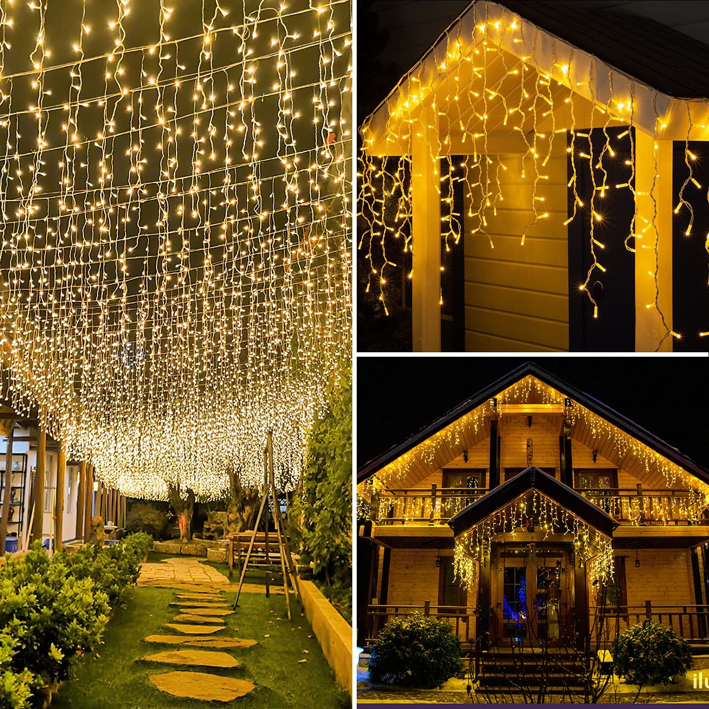 AGIRL 400 LED Icicle Lights Outdoor 32.8Ft 75 Drops Icicle Christmas Halloween Lights 8 Modes Waterproof Fairy String Lights for Indoor Bedroom Garden Wedding Porch Decoration