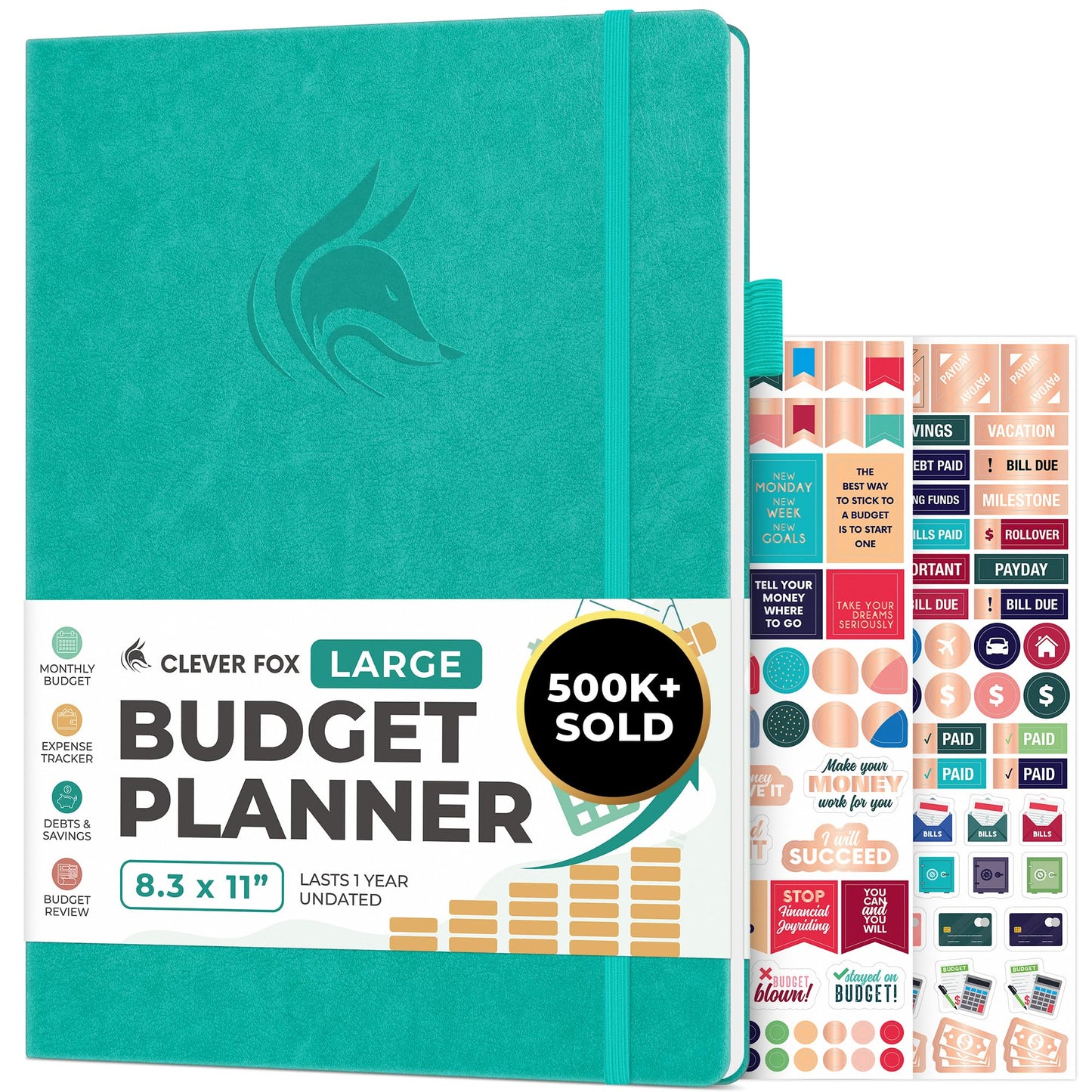 Clever Fox Budget Planner Large – Expense Tracker Notebook. Monthly Budgeting & Bill Organizer, Finance Logbook & Accounts Book, A4 (Aquamarine)