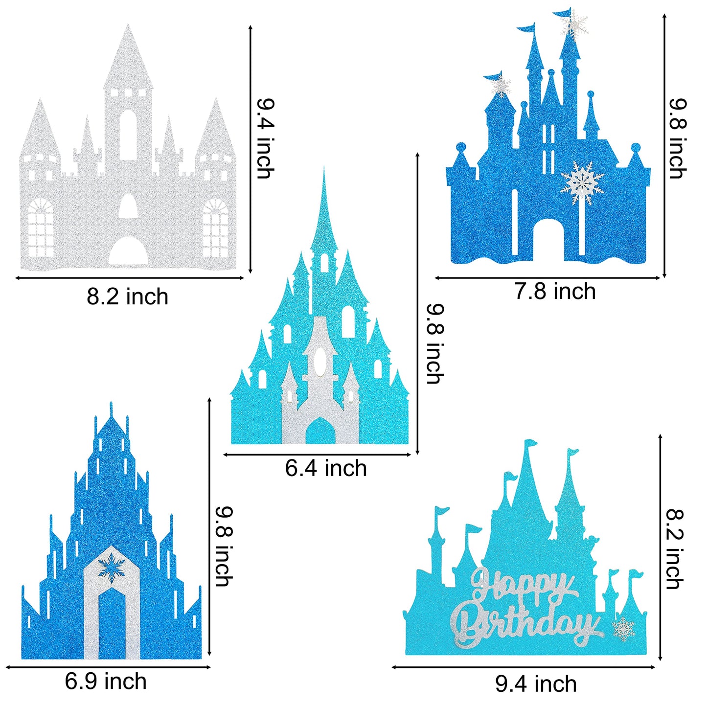 Frozen Castle Table Centerpiece Glitter Winter Themed Table Decorations for Princess Snowflake Themed Birthday Party Girls Birthday Party Supplies