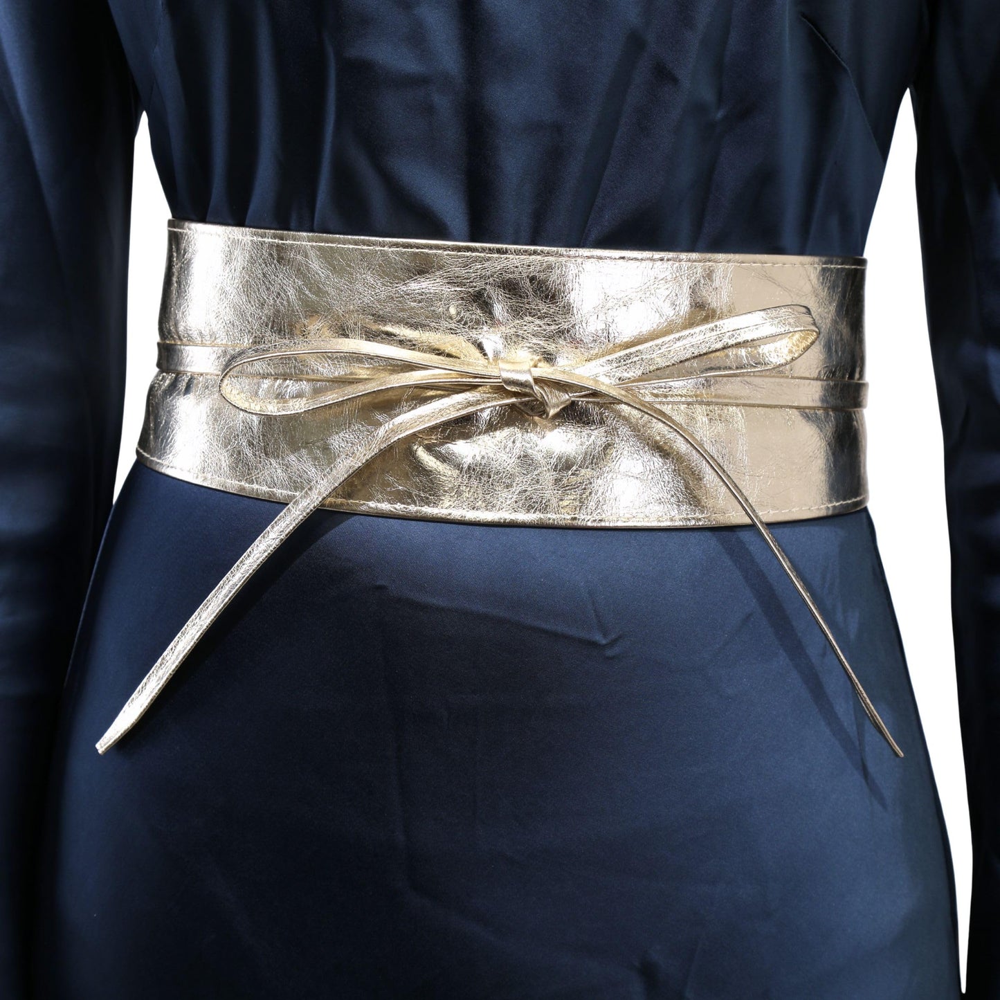 FASHIONGEN - Woman Italian leather Obi belt, CASSIANE - Golden, L-XL