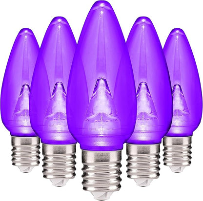HLO Lighting Smooth C9 Christmas Lights | Purple LED Bulbs for Indoor & Outdoor Christmas Decor | Set of 25