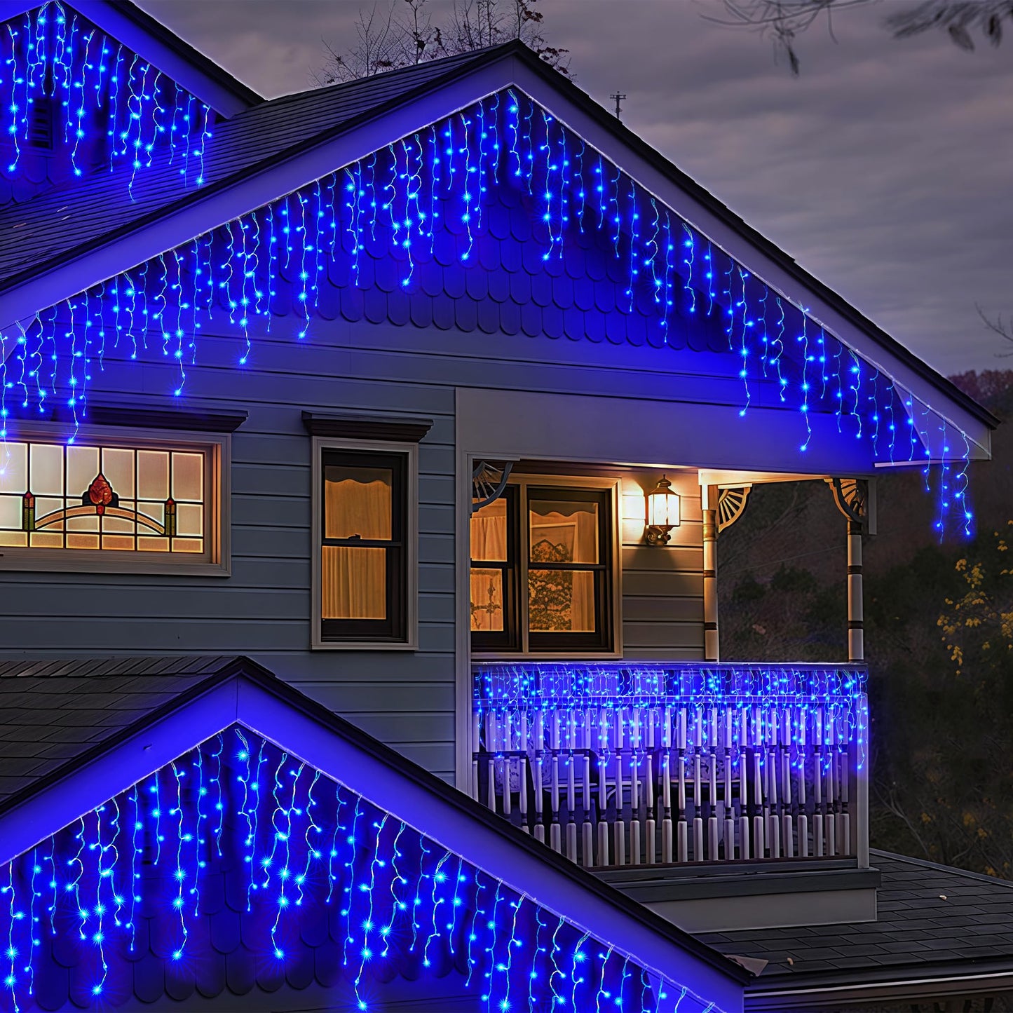 WBao Icicle Lights Outdoor, 432 LED 33FT Christmas Lights With 81 Drops, Remote Control, 3 Timer Settings, 8 Modes, Waterproof, Connectable for Wedding, Holiday Eaves Decor, Blue