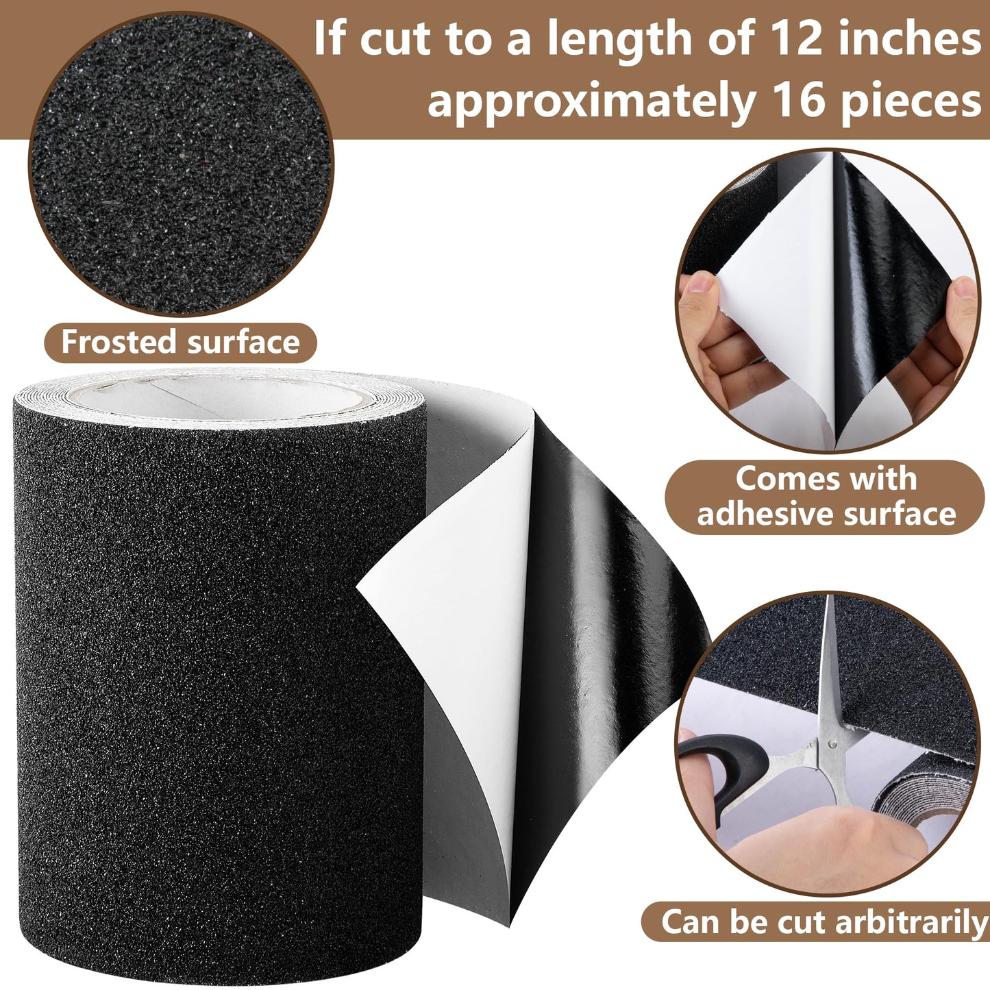 Shupakul 16.4Ft x 6In Marine Boat Non-Skid Traction Tape-Boat Anti Slip Adhesive Tape-Black Anti Slip Traction Tape for Boat Trailer Fenders Steps
