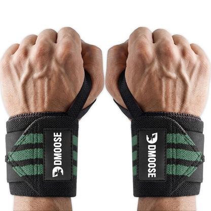 DMoose Fitness Wrist Wraps (IPL Approved) Avoid Injury & Maximize Grip with Thumb Loop, 18" or 12" Gym Wrist Wraps Pair, Wrist Wraps for Weightlifting Men, Wrist Brace for Working Out & Wrist Support