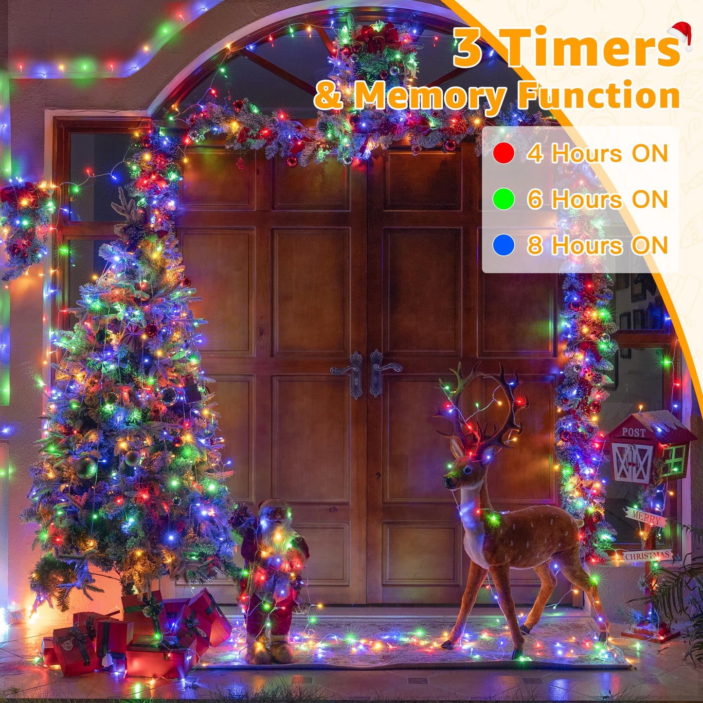 Ollny Christmas Lights Outdoor 800LED 262FT, Multicolor Plug in Fairy Light with Remote, 8 Modes Waterproof Timers Dimmable LED String Lights for Indoor House Outside Bedroom Patio Balcony