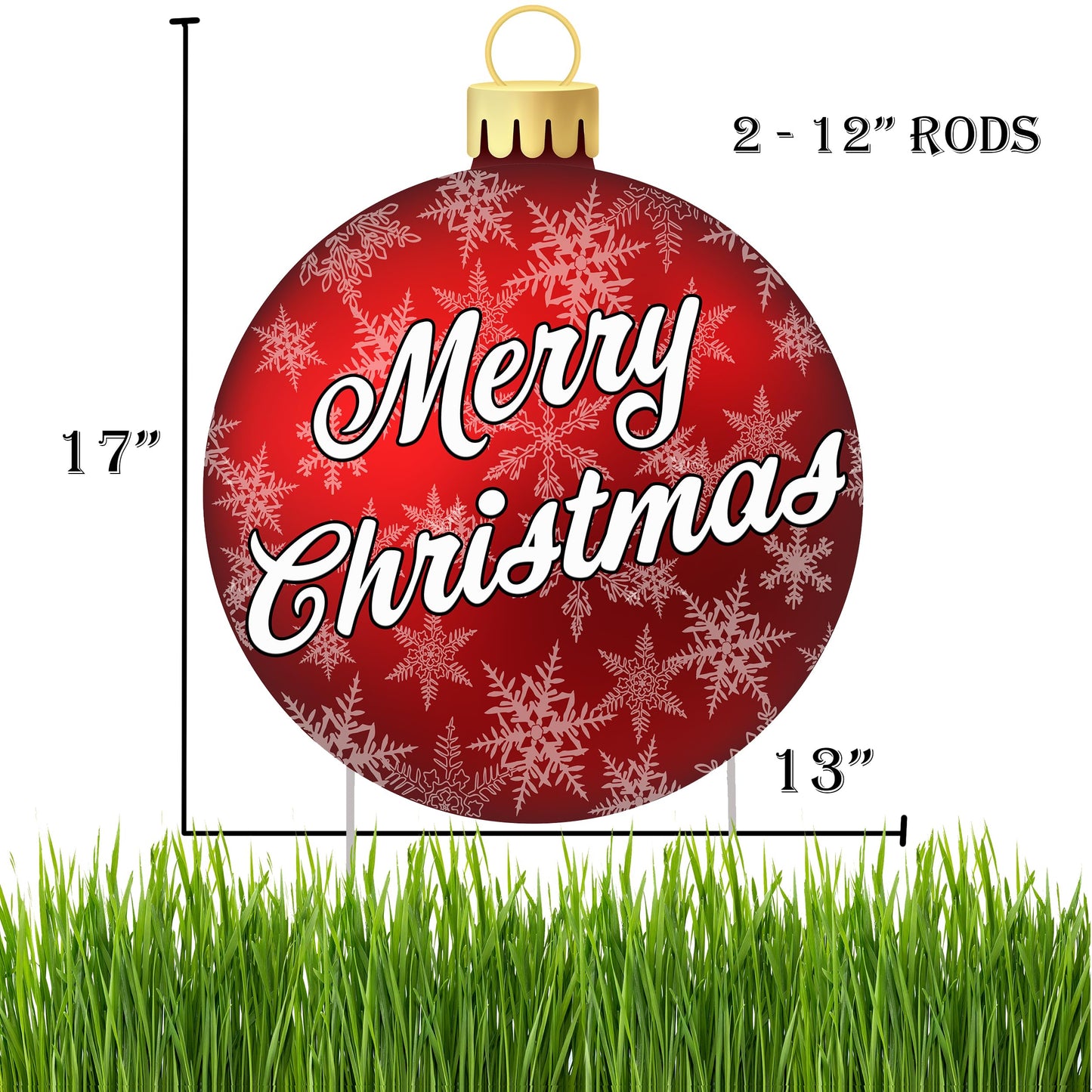 Rogue River Tactical Christmas Classic Yard Sign for Home Decor and Lawn Decoration With Stakes Red Ornament Merry Christmas