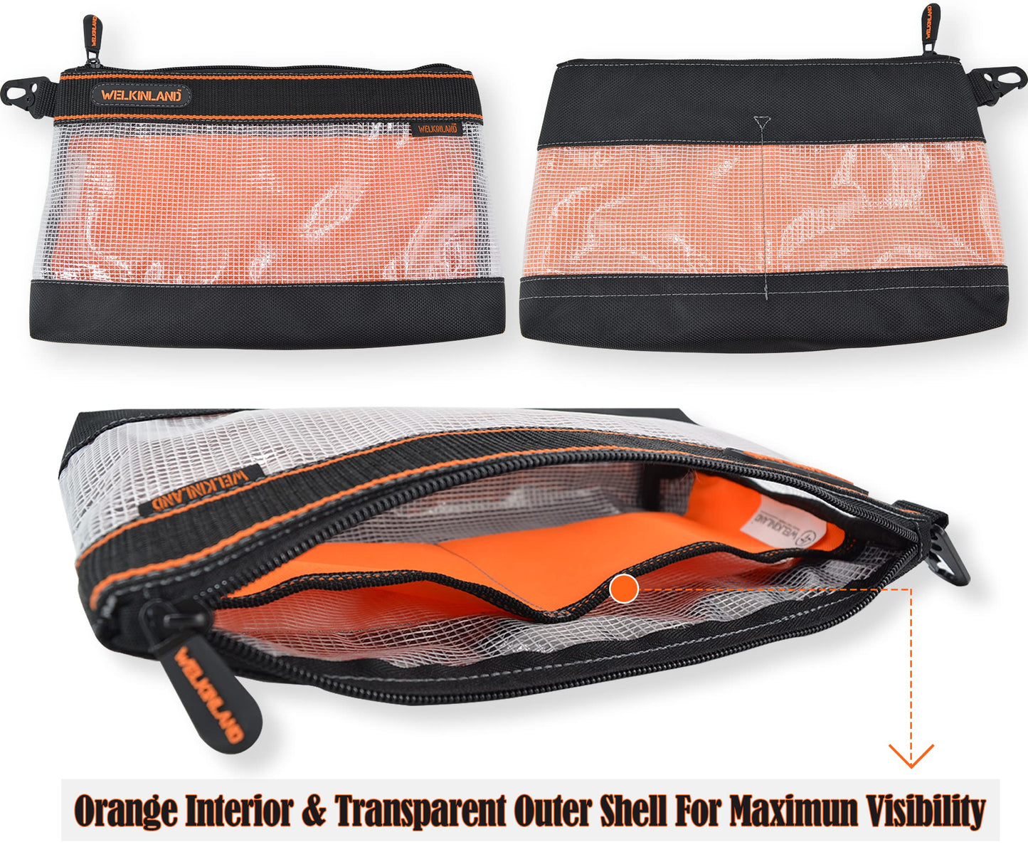 WELKINLAND Clear Tool Pouch, 4PCS Tool pouches, 13" Tools pouch, Zipper tool pouch, Tool pouch bag, Tool bag organizer, Small tool bag, Small tool pouch, Small tool bags, Tool pouches with zipper