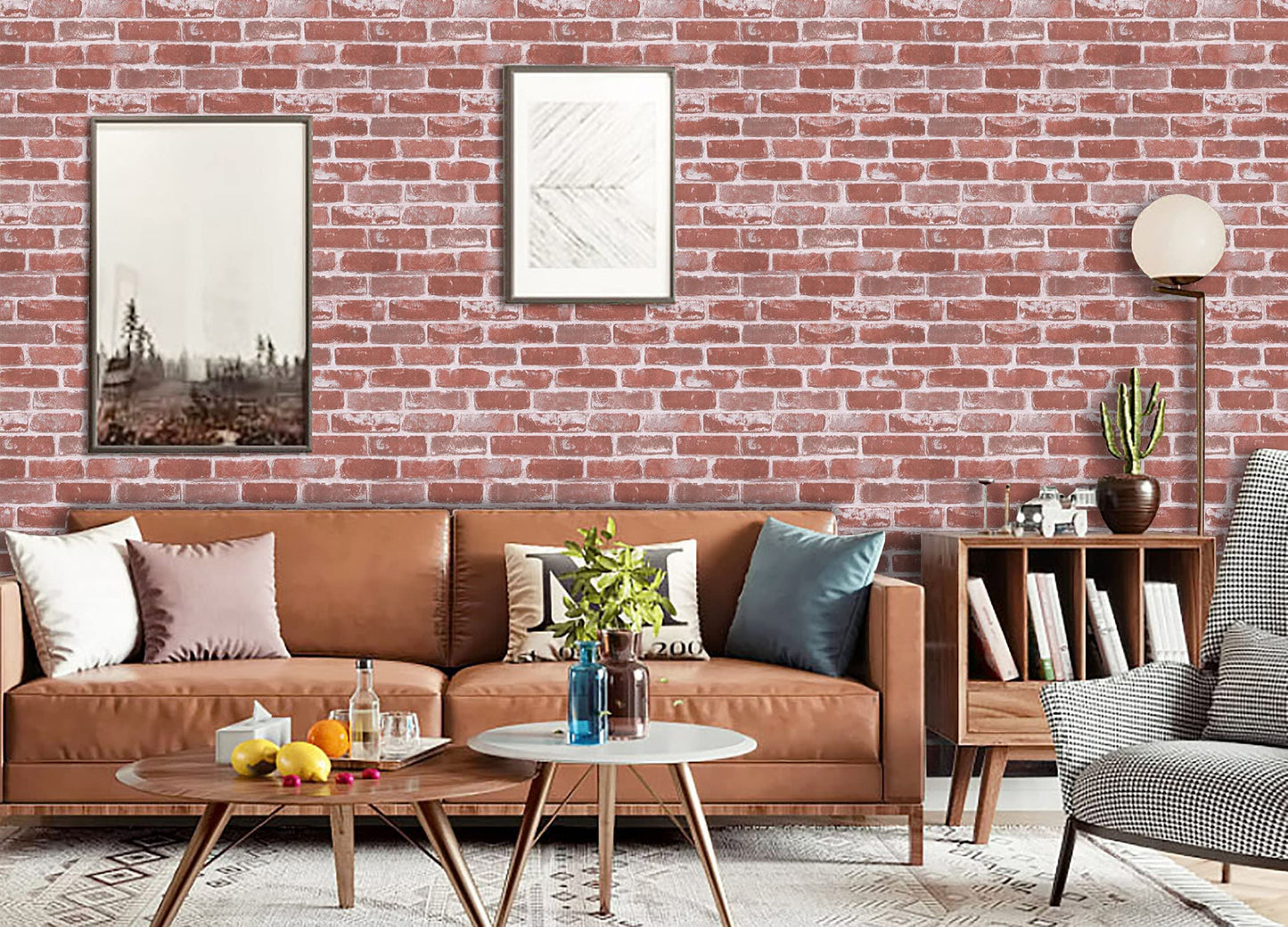 Timeet Textured 3D Brick Wallpaper Peel and Stick Wallpaper 17.7"×197" Self Adhesive Wallpaper Faux Brick Wallpaper Removable Wall Paper Home Living Room Halloween Christmas Decor DIY Red