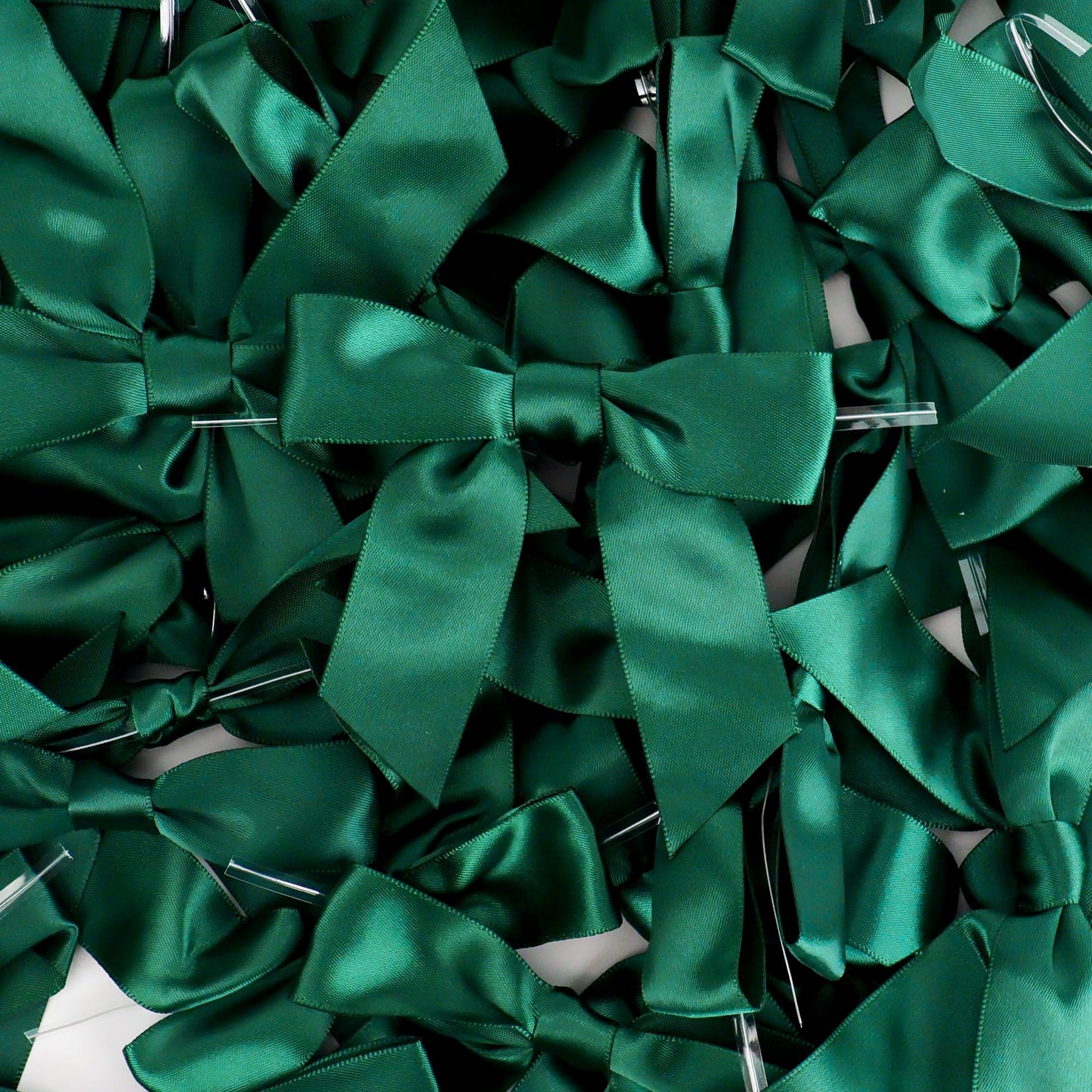 AIMUDI Twist Tie Bows for Treat Bags 3.5" Hunter Green Satin Ribbon Bows for Crafts Premade Bows with Twist Ties for Christmas Cake Pop Candy Apple Small Bows for Gift Wrapping Wedding Decor, 50 PCs