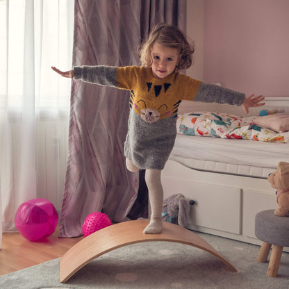 NUTTY TOYS Montessori Wooden Wobble Board for Kids & Adults - 35" 100% Natural Wood Balance Board Toddler Balancing Toy Unique Boy & Girl Open Ended Toy Best Christmas Stocking Stuffer Gifts Idea 2025