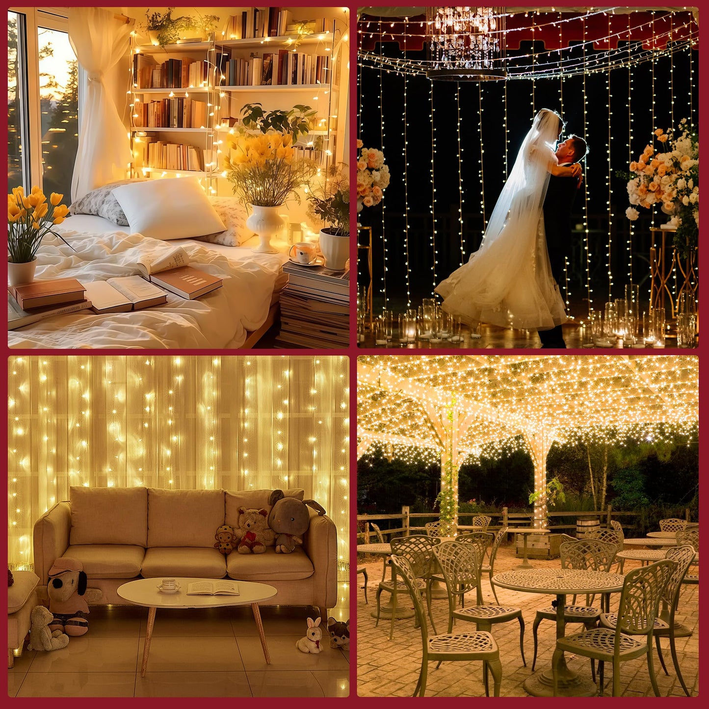 BANBANJO Christmas String Lights Indoor Outdoor Clear Wire,200LED 66FT Connectable Warm White Christmas Lights Outdoor for Bedroom 8 Mode, Twinkle Fairy Light Plug in for Home Wedding Yard Patio Decor