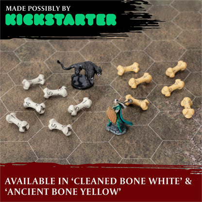 D6 Dice Set - Set of Six 6 Sided Dice - Skull & Bone Themed RPG Dice. Cool & Unique Gift and Compatible with Dungeons & Dragons (DND), D&D, Pathfinder, D and D. (Cleaned Bone White)