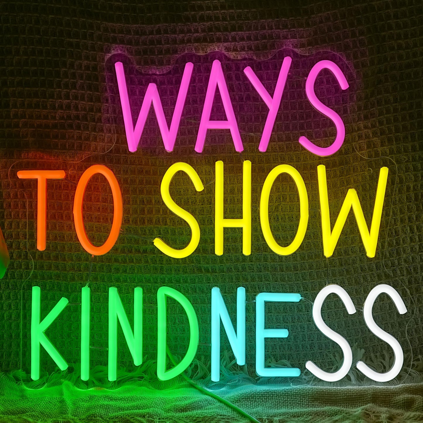 Ways To Show Kindness Neon Sign for Wall Decor Letters Rainbow Led Neon Light Dimmable Inspirational Letters Light Sign for Bedroom Classroom Club Party Office