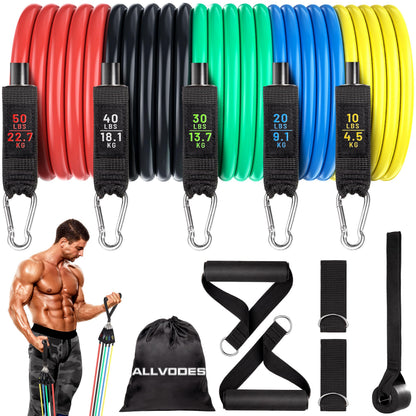 Resistance Band Set for Men and Women, Workout/Exercise Bands with Door Anchor, Handles