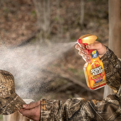 Wildlife Research Center Scent Killer Gold Spray & Refill (44 FL OZ) – Hunting Scent Eliminator with Hunt Dry Technology – Odor Prevention & Maximum Performance After Drying – Scent Control for Deer