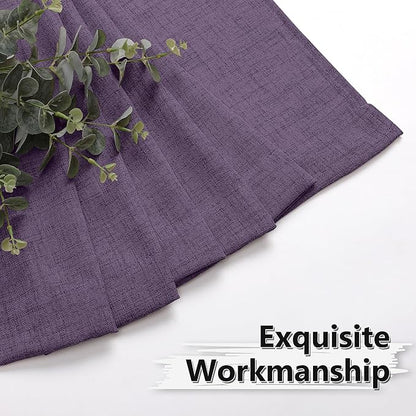Tollpiz Short Linen Curtains Living Room Rod Pocket Semi Sheer Curtain Burlap Light Filtering Thick Linen Drapes for Bedroom, 54 x 54 inches Long, Royal Purple, Set of 2 Panels