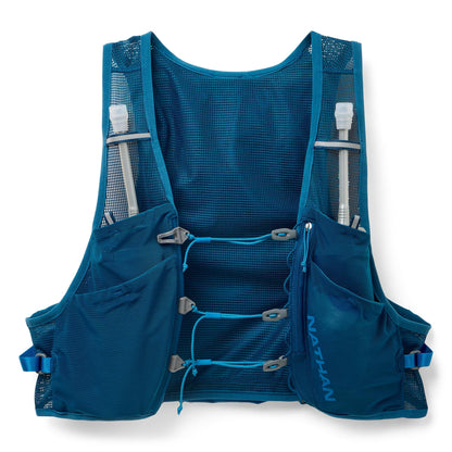 Nathan Unisex Hydration Vest - Lightweight, Quick-Fit Size Adjustment, Includes Two 14oz Hydrapak Flasks, 4L Storage, Six Pockets for Running Essentials,Pinnacle Breeze, Sailor Blue/Deep Blue S-M