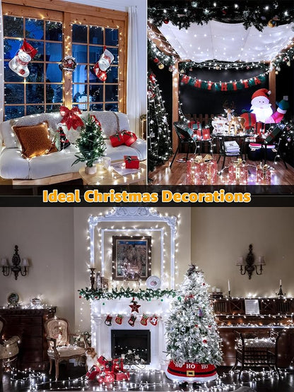 String Lights 1200LED 196FT, Waterproof Outdoor String Lights with Remote and Timer, 8 Modes Dimmable Fairy Lights for Indoor Outdoor Wedding Party Holiday Decorations (Cool White)