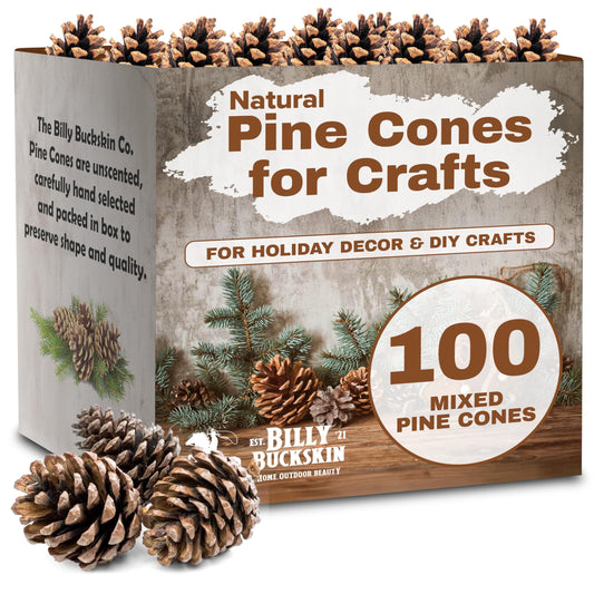 100 Mix Size Natural Pine Cones for Decorating - 50 Medium & 50 Small Pinecones for Crafts, Home Decor, Vase Fillers & Christmas Trees - Unscented Pinecone Decor for Home by Billy Buckskin