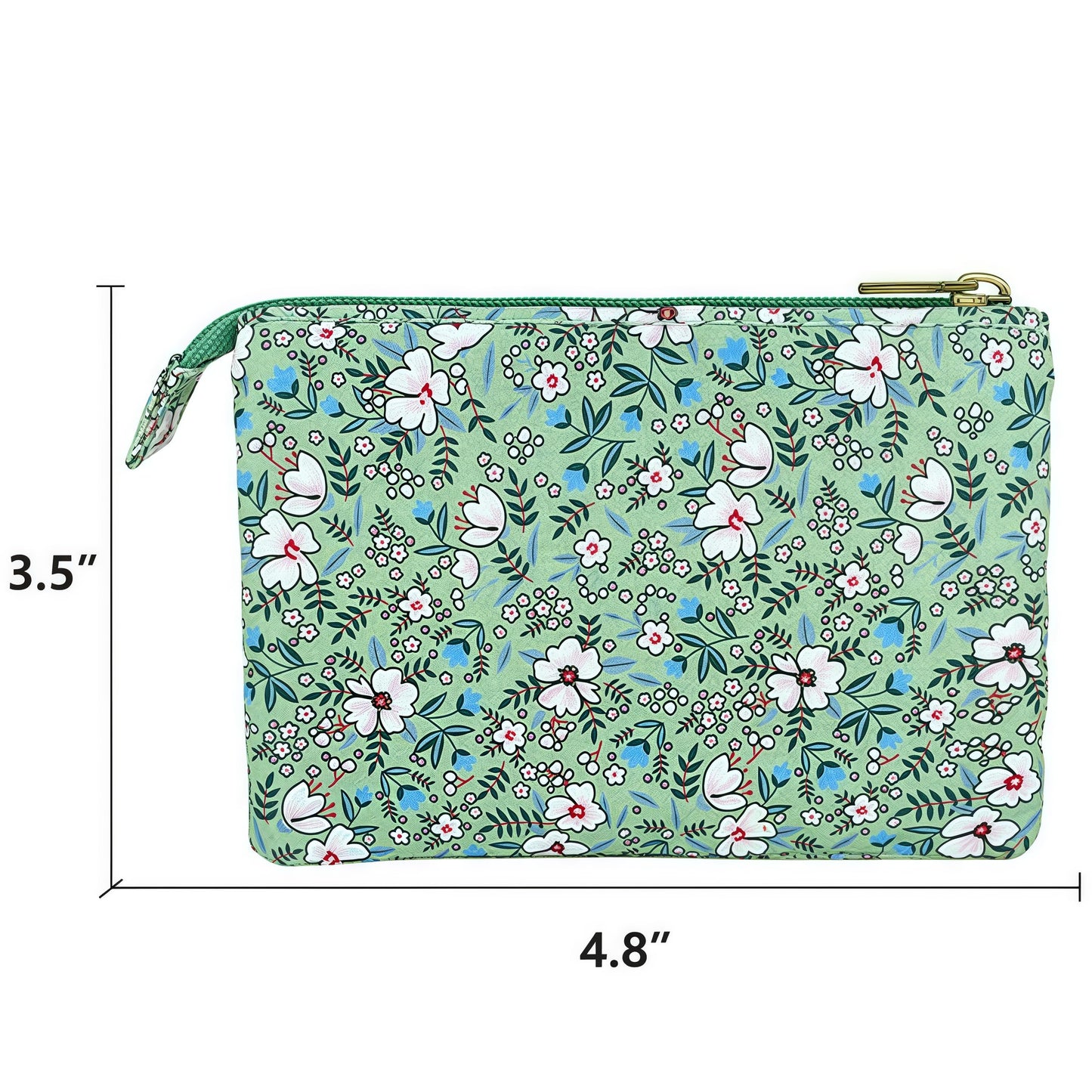 GUXL Women Small Zipper Coin Purse, Handmade Fabric Flower Embroidered Change Pouch, Cotton Double Zipper Wallet