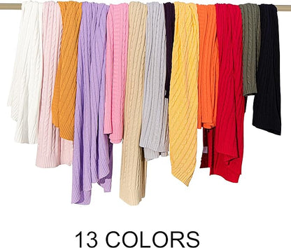 NTBAY 100% Pure Cotton Oversize (60x80) Cable Knit Throw Blanket, Super Soft Warm Knitted Throw Blanket for Bed, Sofa, Chair, Couch - Extra Cozy, Machine Washable, Comfortable Home Decor, Orange