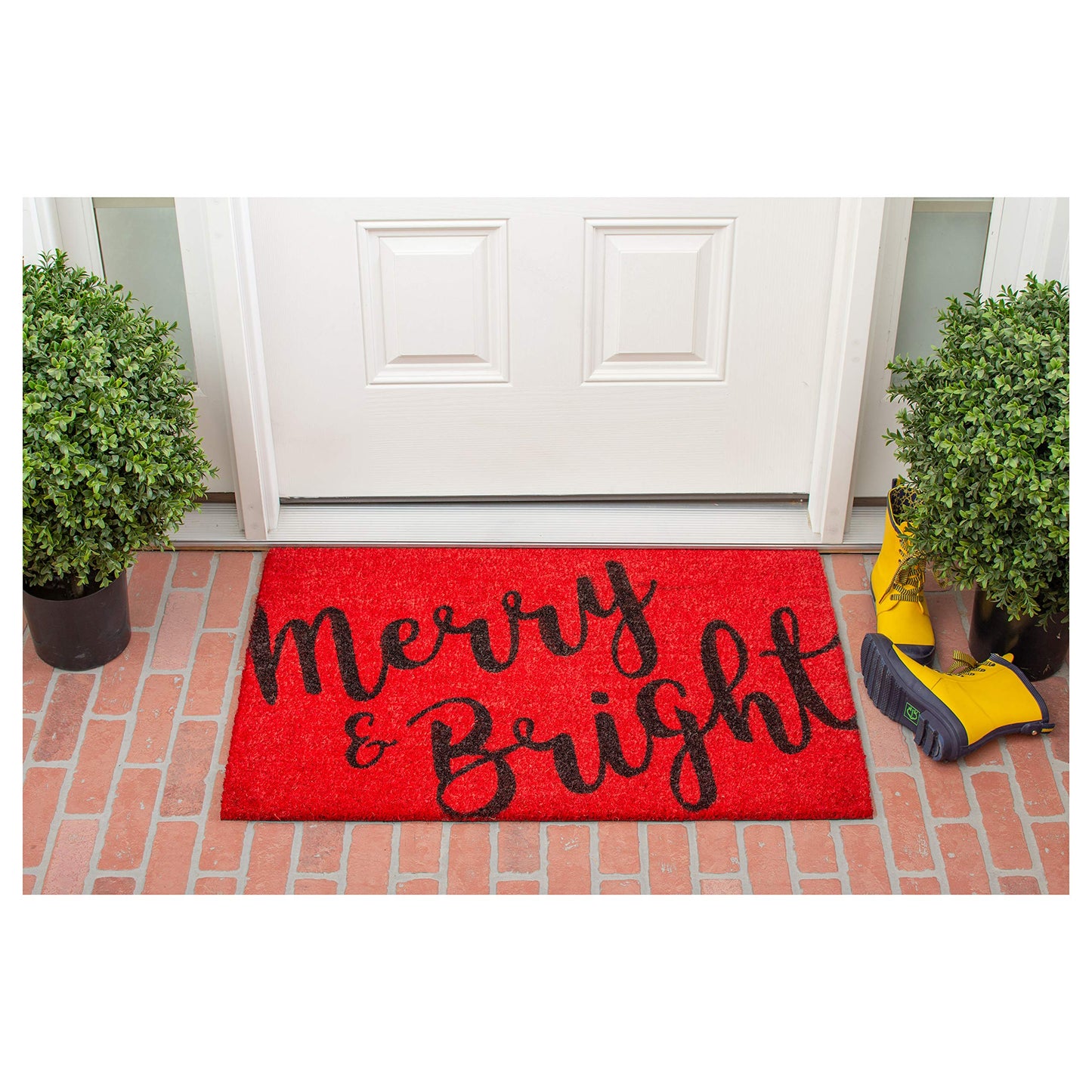 Calloway Mills 104973048 Merry & Bright Doormat, 30" x 48", Red/Black