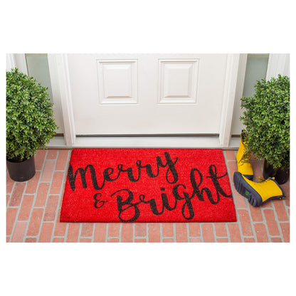 Calloway Mills 104973048 Merry & Bright Doormat, 30" x 48", Red/Black