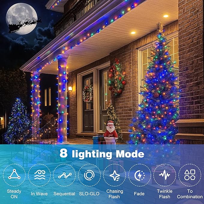 Christmas Lights 1200 LED 394 FT, IP67 Waterproof Christmastree Lights with 8 Modes, Remote Control 3 Timers & Memory Function Xmas Decorations for House and Holiday (Multicolor)