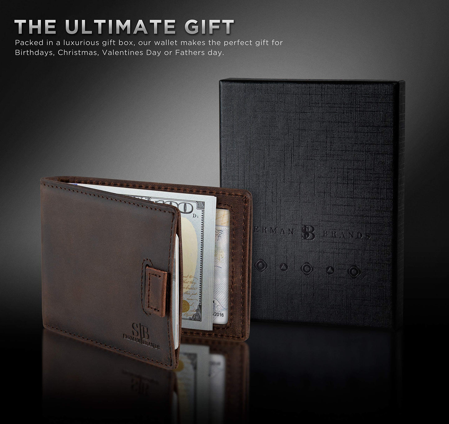 RFID Blocking Slim Money Clip Wallet – Leather Bifold Front Pocket Minimalist Mens Wallet with Money Clip for Men, Small Credit Card Holder Wallet - Travel Wallet with Gift Box