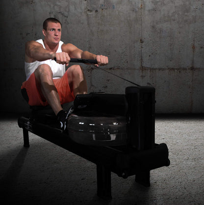 WaterRower Gronk Fitness M1 Hi Rise Water Rowing Machine with S4 BLE Monitor | Limited Edition Low Impact Cardio Workout Machine | Commercial Grade Water Rowing