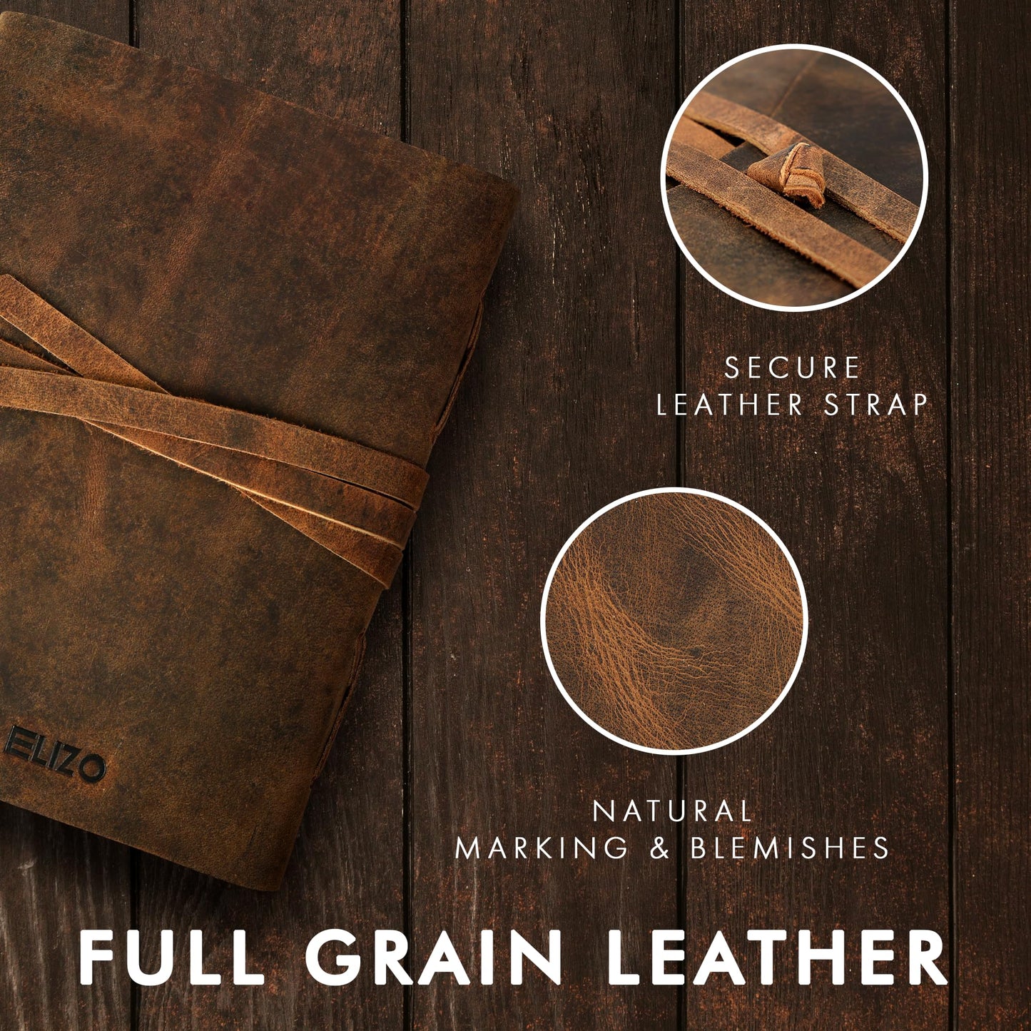 ELIZO Leather Journal Notebook Leather Bound Journal for Men Lined Writing Journals for Women, Small Travel Journal Diary (5x7)