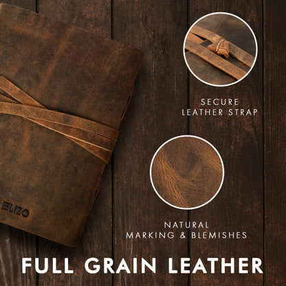 ELIZO Leather Journal Notebook Leather Bound Journal for Men Lined Writing Journals for Women, Small Travel Journal Diary (5x7)