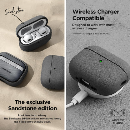 VRS Design Modern for Apple AirPods Pro 3rd Generation Case (2025) – Modern Minimal Style with Slim Profile and Precise Fit Compatible with AirPods Pro 3 (Sand Stone)