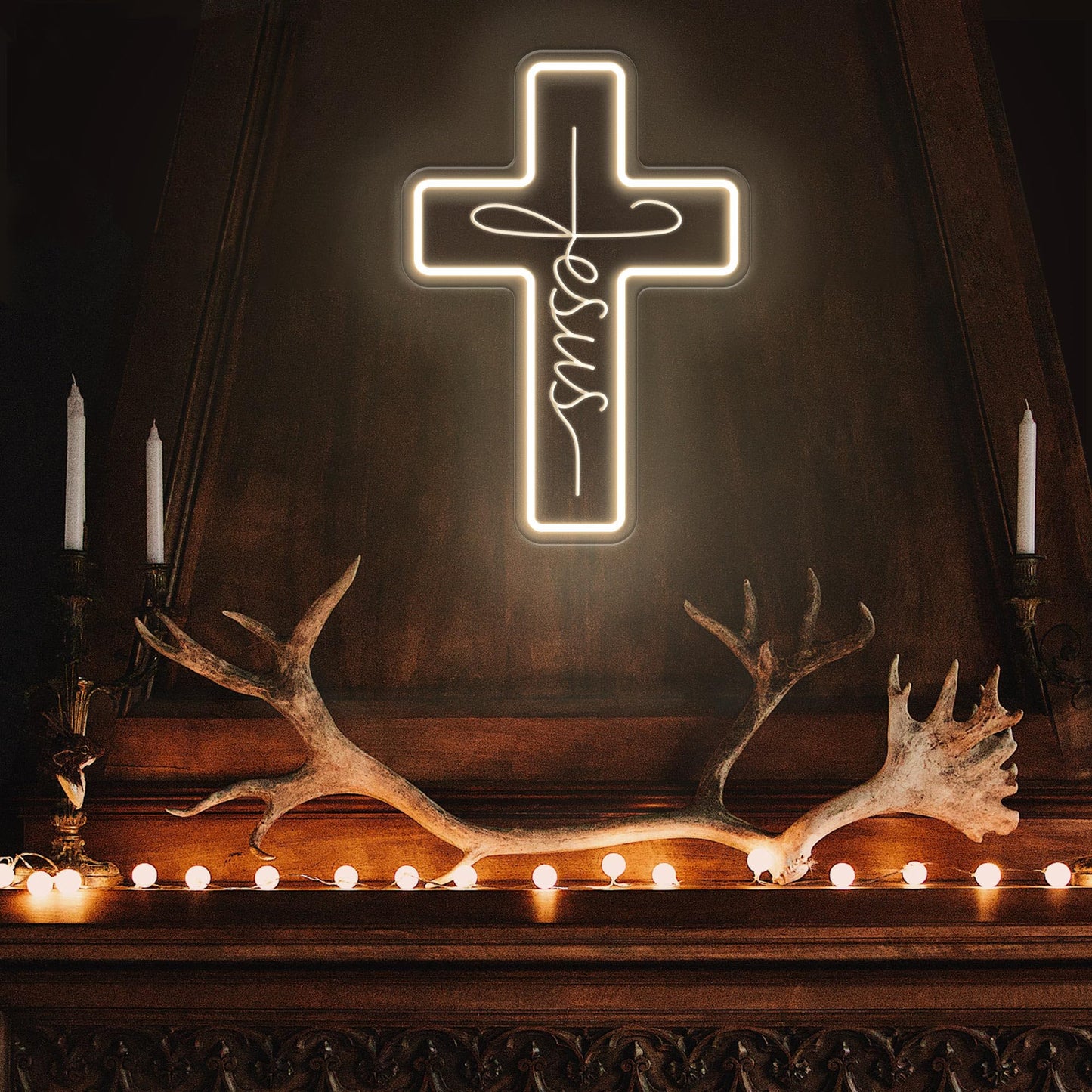 Cross Neon Signs Jesus Neon Signs LED Wall Decor for Bedroom Living Room Weddings, Dimmable Light Sign for Home Decor, Religious Events, Christmas Easter Celebrations Gifts (Jesus Cross)
