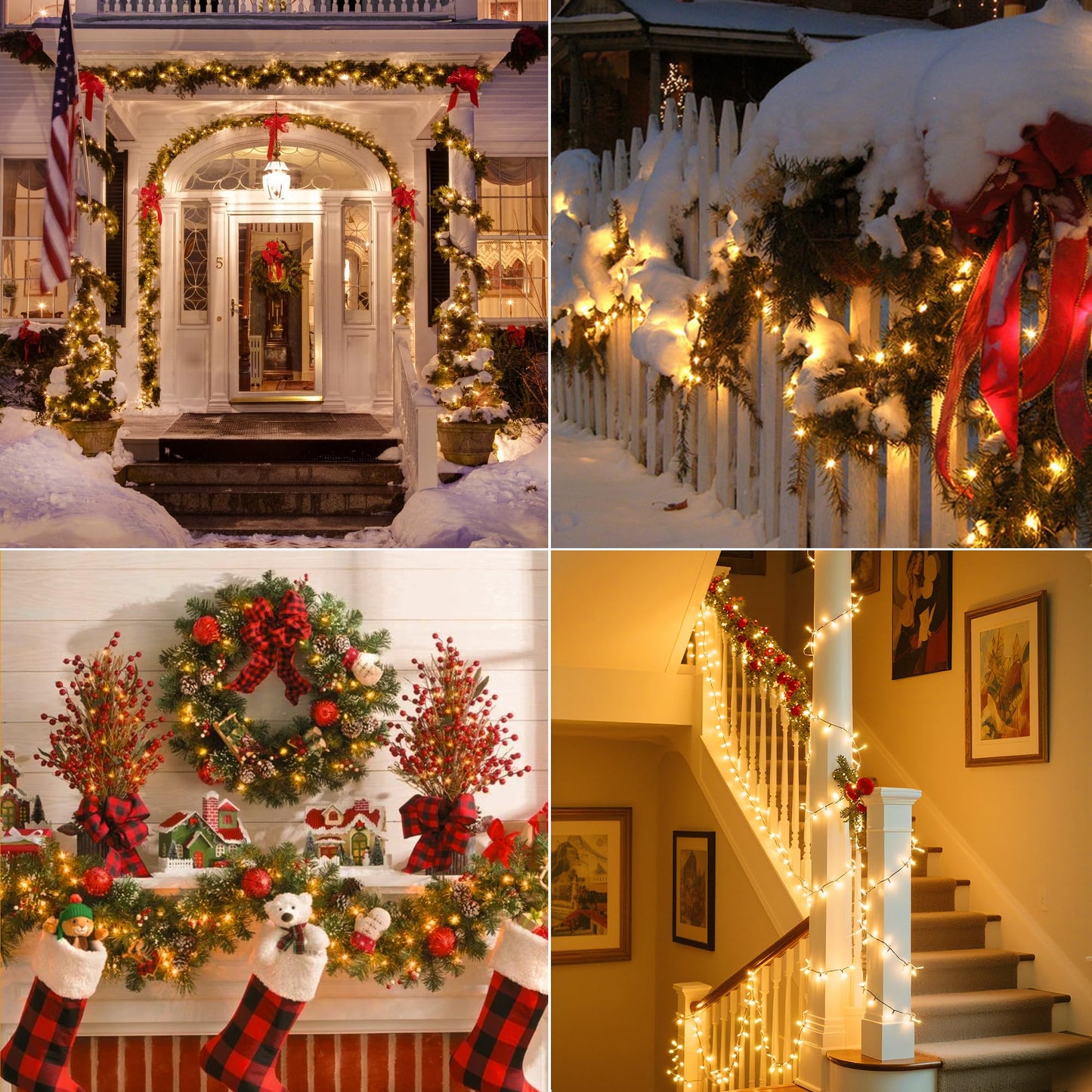 Ccinny 197FT 600 LED Christmas Lights Outdoor, Warm White Christmas Tree Lights Plug in, 8 Modes Twinkle String Light for Bedroom Wedding Party Ceiling Xmas Home Decorations