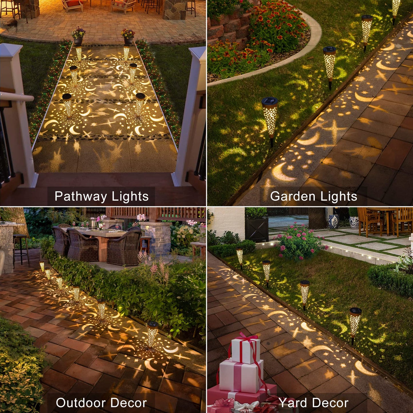 Go2garden Solar Lights Outdoor Decorative Stake Lights Waterproof with Moon Star for Patio, Pathway, Backyard, Outside Decorations, Lawn Ornaments,Garden Gifts (Copper, 6pack)