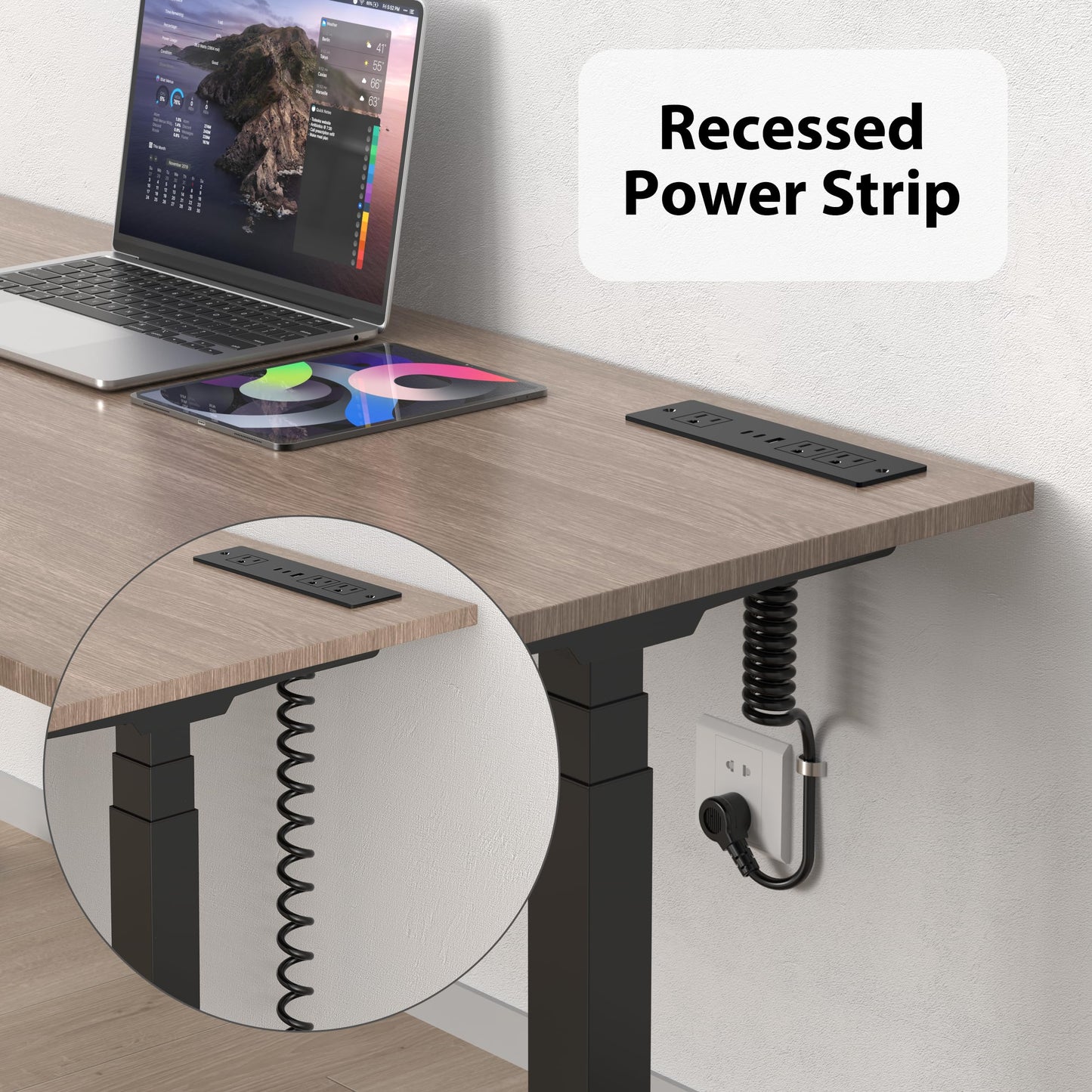 Drawer Outlet Kit with 65W USB C Fast Charging Station, HEZI Recessed Power Outlet with 3 USB Ports & 3 AC Outlets, Furniture Flush Mount Power Strip for Home Office 10ft Cord