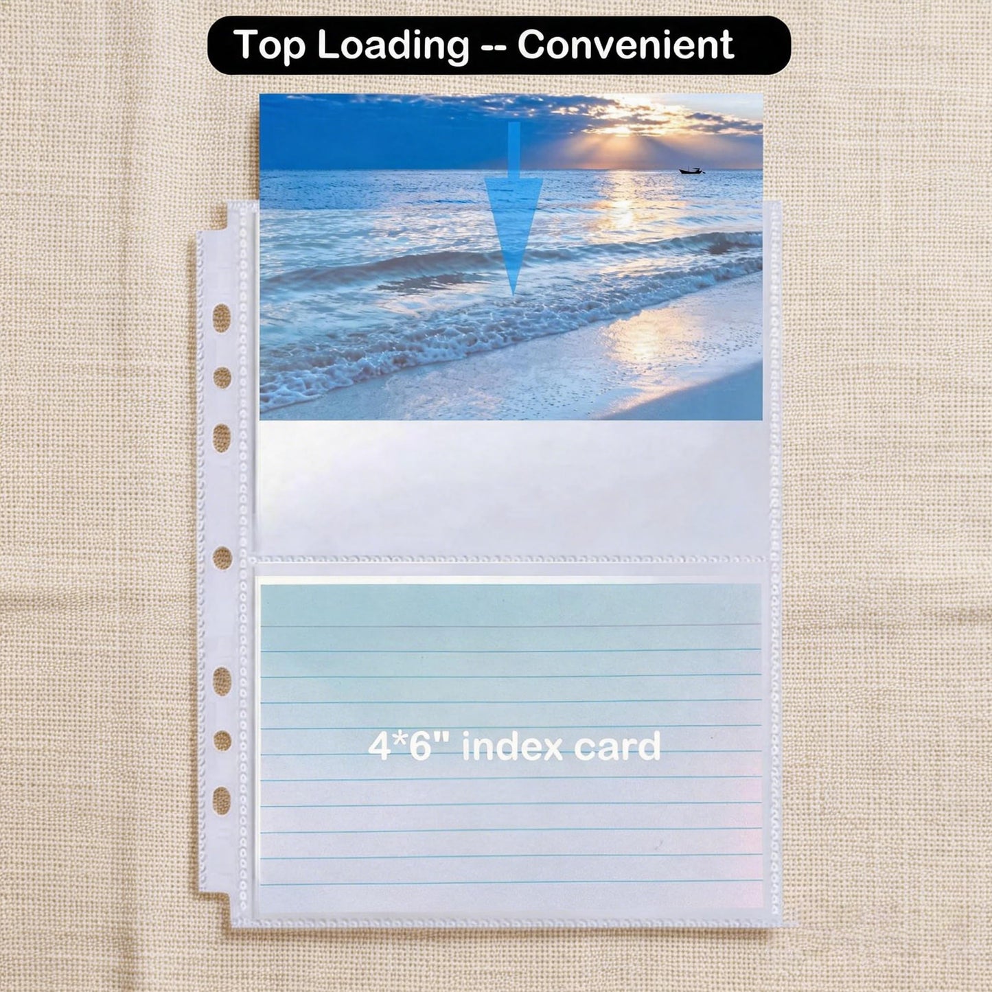 BYSLBTY 4x6 Index Card Holder,100 Card Sleeves, Holds 200 Pieces Cards, Recipe Card protectors, Flash Cards Organizer(4X6)