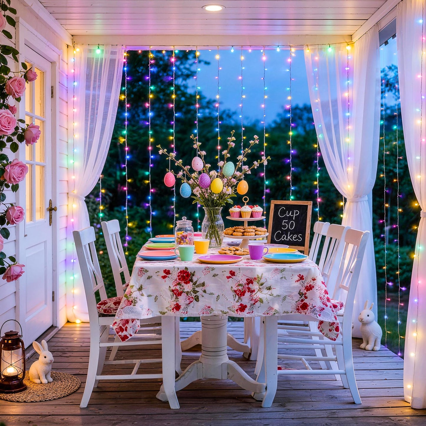 JMEXSUSS 300LED Easter Decorations Curtain Lights with Remote, 9.8x9.8ft Easter Sting Lights Plug in for Bedroom Wall Window Party Backdrop Porch Patio Garden Yard Indoor Outdoor Decor