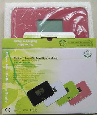 NewlineNY Auto Step On Super Mini Travel Bathroom Digital Scale, 5.25" x 8.5" SBB0638SM (Strawberry Ice)